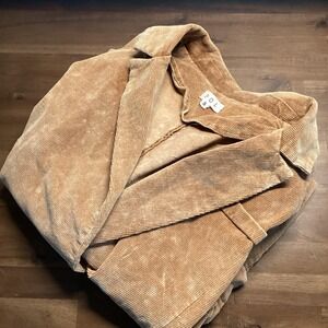 POL Women Tan Corduroy Double Breasted Blazer Jacket Size S‎